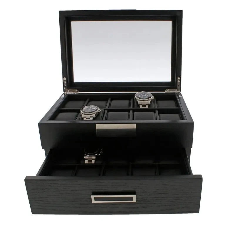 Black Oak Wooden Veneer Watch Box for 20 Watches by Aevitas