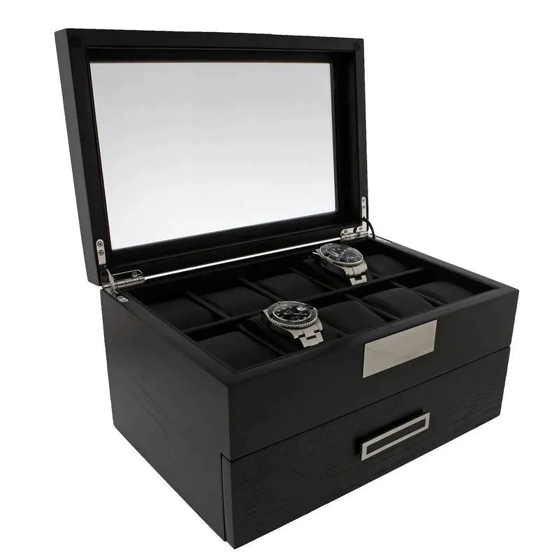 Black Oak Wooden Veneer Watch Box for 20 Watches by Aevitas