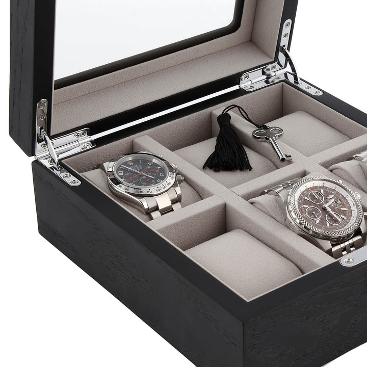 Black Oak Wooden Veneer Watch Box for 6 Watches by Aevitas