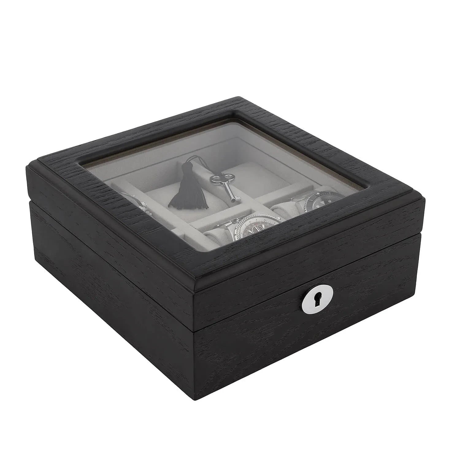 Black Oak Wooden Veneer Watch Box for 6 Watches by Aevitas