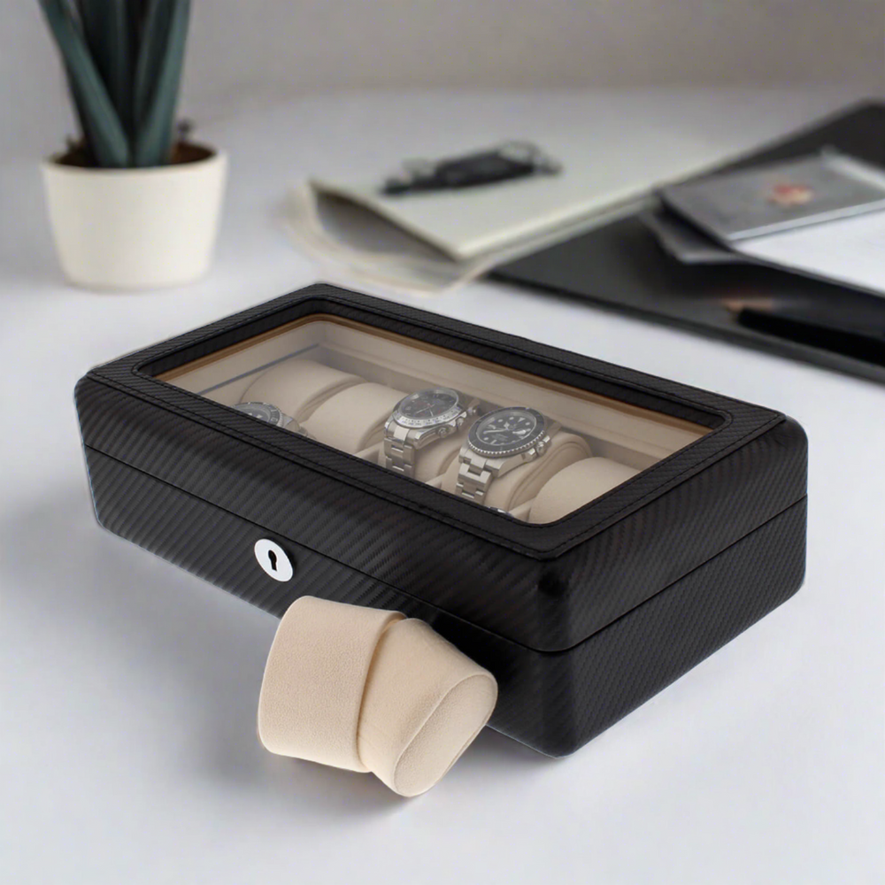 Carbon Fibre Leather Watch Box Premium Quality 12 Watches