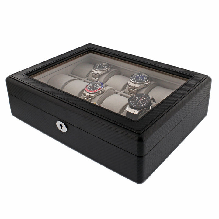 Carbon Fibre Leather Watch Box Premium Quality 18 Watches