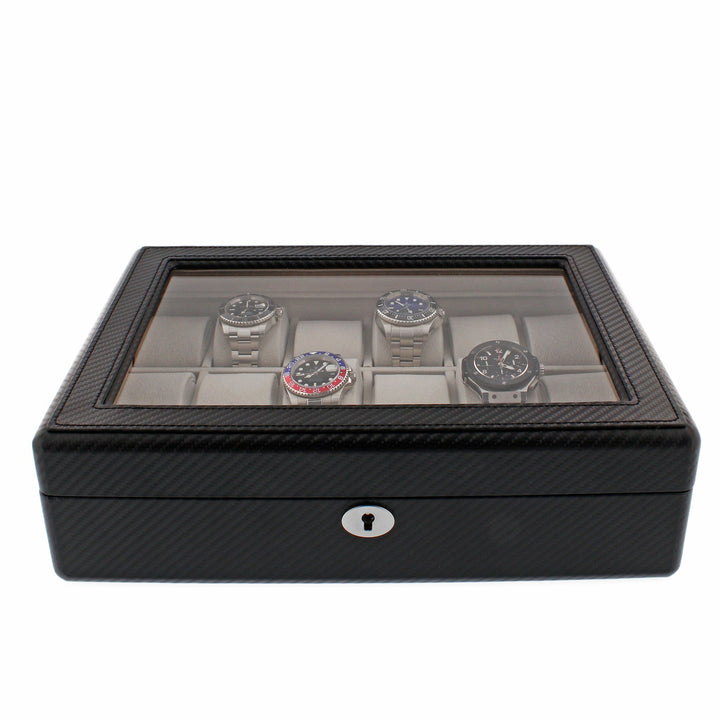 Carbon Fibre Leather Watch Box Premium Quality 18 Watches