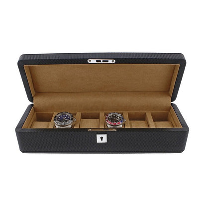 Carbon Fibre Leather Watch Box Premium Quality 6 Watches by Aevitas