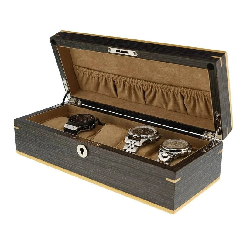 Dark Walnut Wood Natural Finish Watch Box for 5 Watches by Aevitas