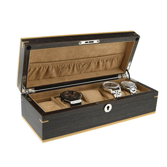 Dark Walnut Wood Natural Finish Watch Box for 5 Watches by Aevitas