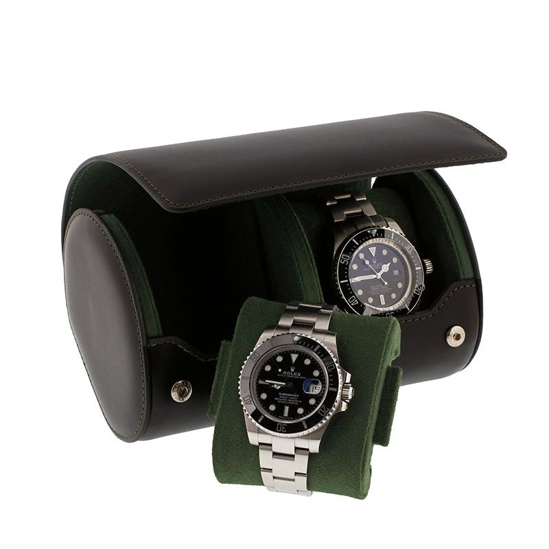 Double Watch Roll Case in Premium Black Nappa Leather by Aevitas