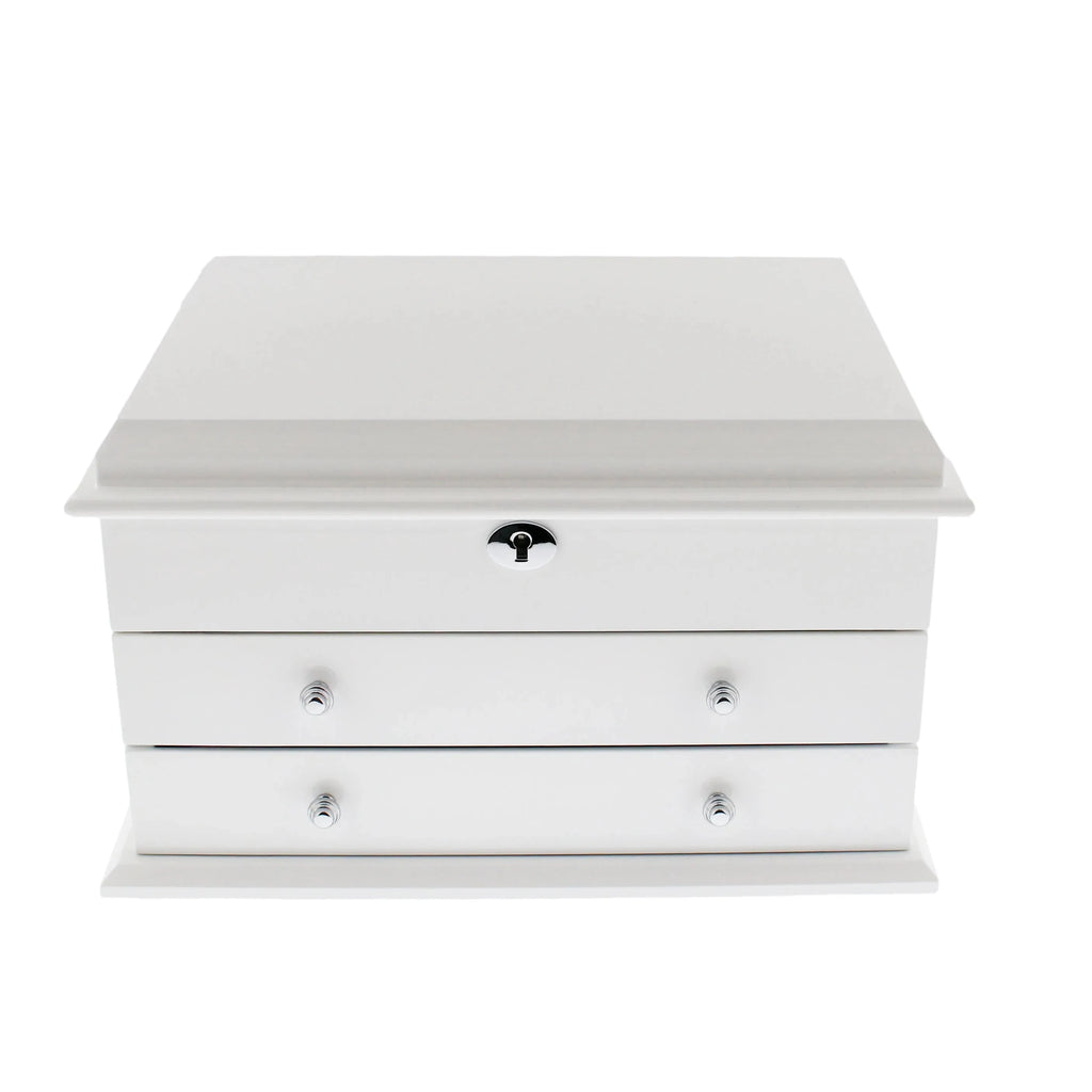 Upgrade to Extra Large Premium Jewellery Box White Wood with Camel Colour Lining by Aevitas Upgrade