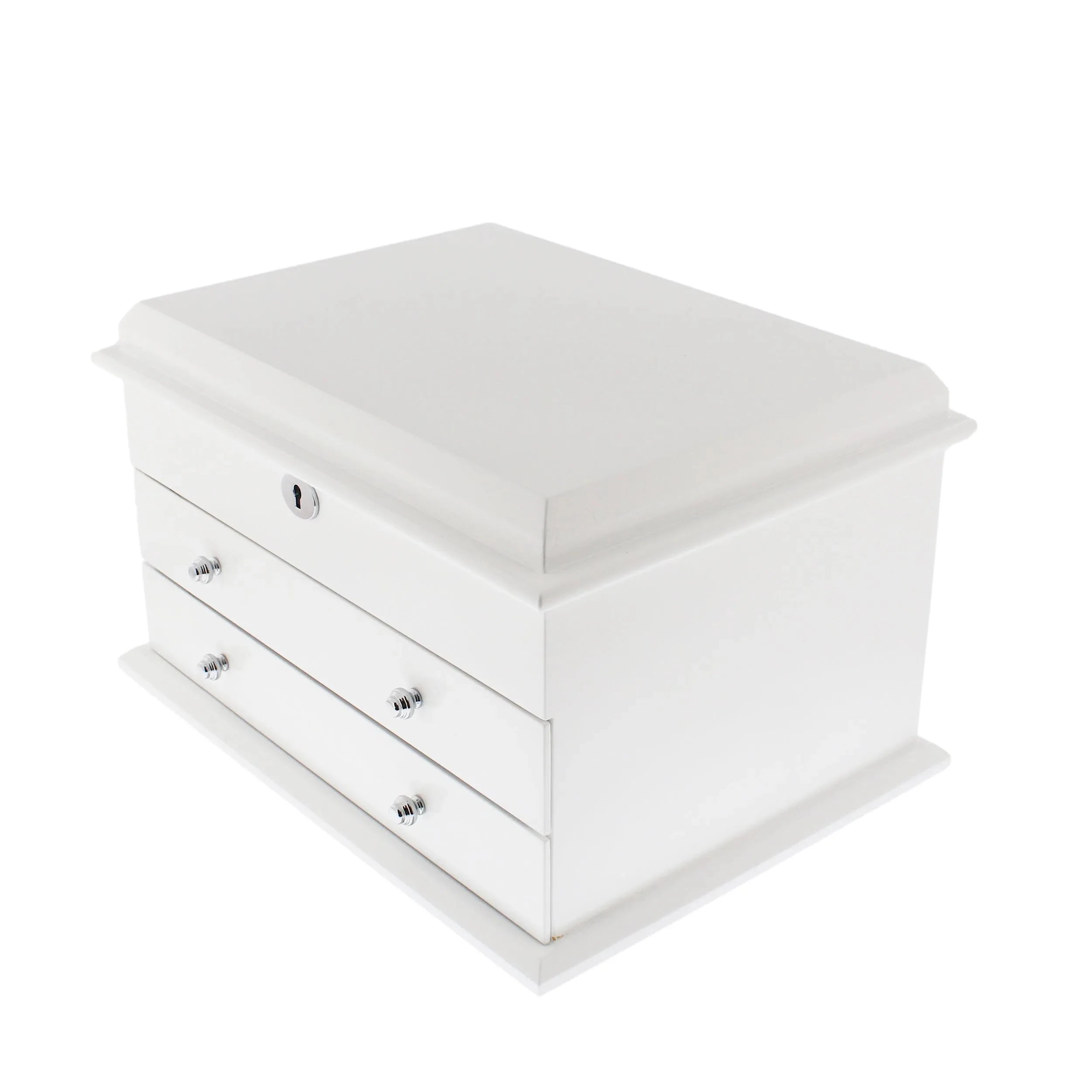 Upgrade to Extra Large Premium Jewellery Box White Wood with Camel Colour Lining by Aevitas Upgrade