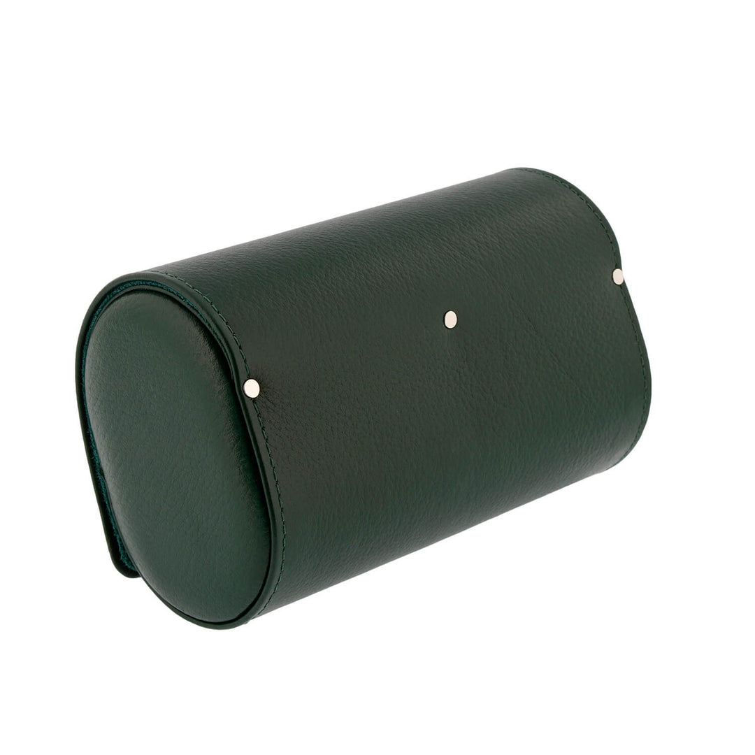 Green Genuine Leather Double Watch Roll Travel Case by Aevitas