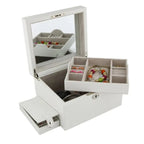 Large Size Ivory Bonded Leather Jewellery Box by Aevitas