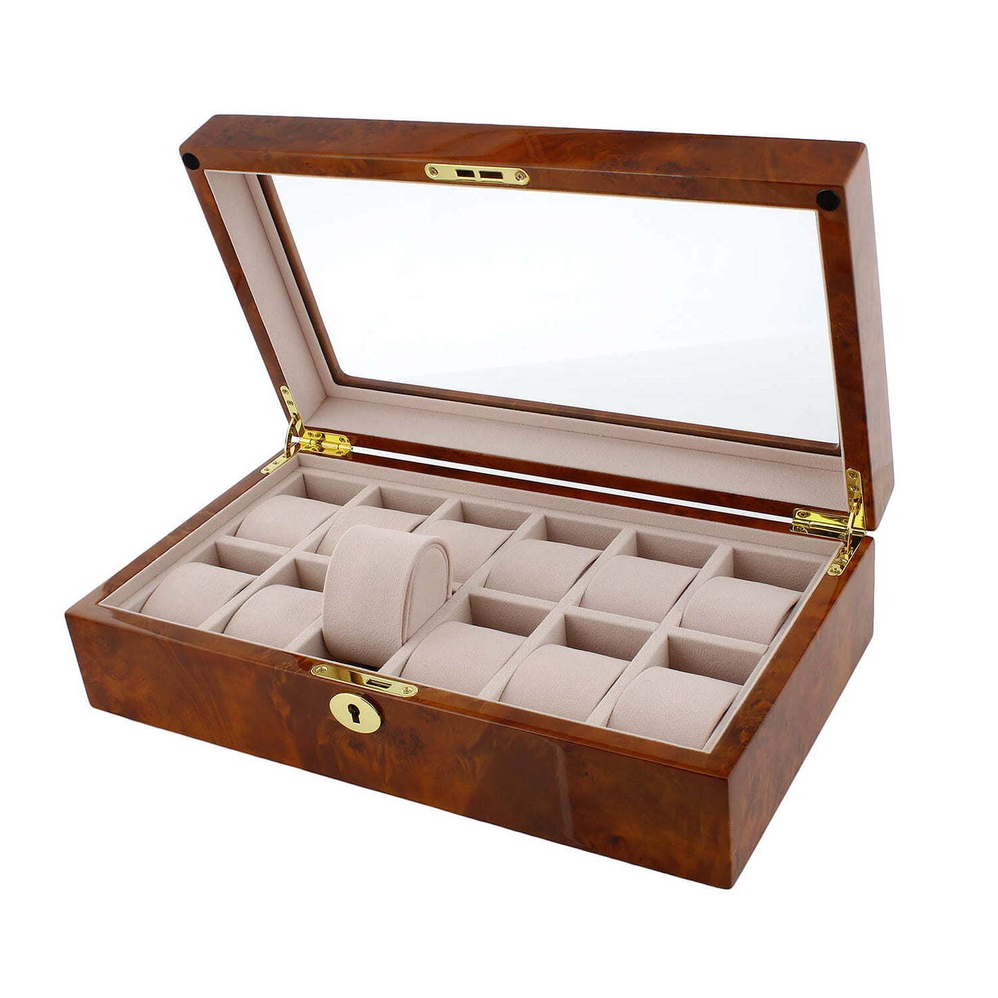 Watch Box for 12 Wrist Watches in Burl Walnut Wood by Aevitas