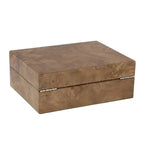 Light Burl Walnut Solid Top Collectors Box for 4 Watches and 16 Pair Cufflinks by Aevitas
