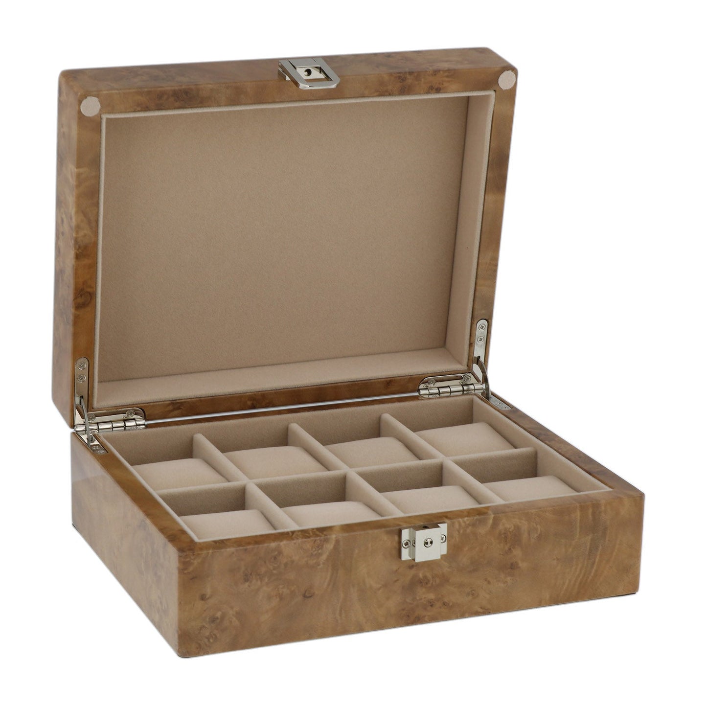 Light Burl Walnut Wood Watch Collectors Box for 8 Watches by Aevitas