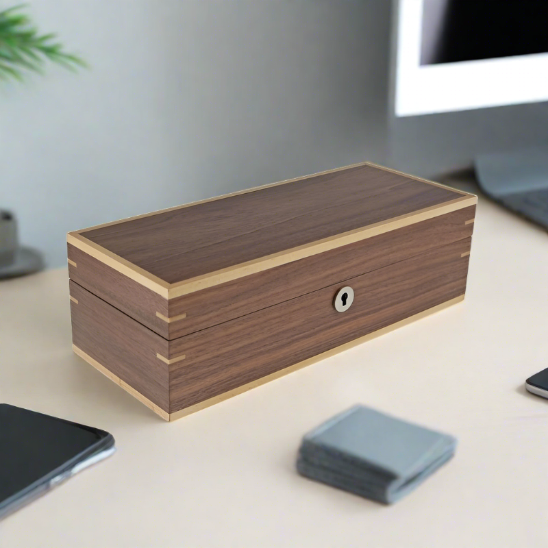 Light Walnut Wood Natural Finish Watch Box for 5 Watches by Aevitas