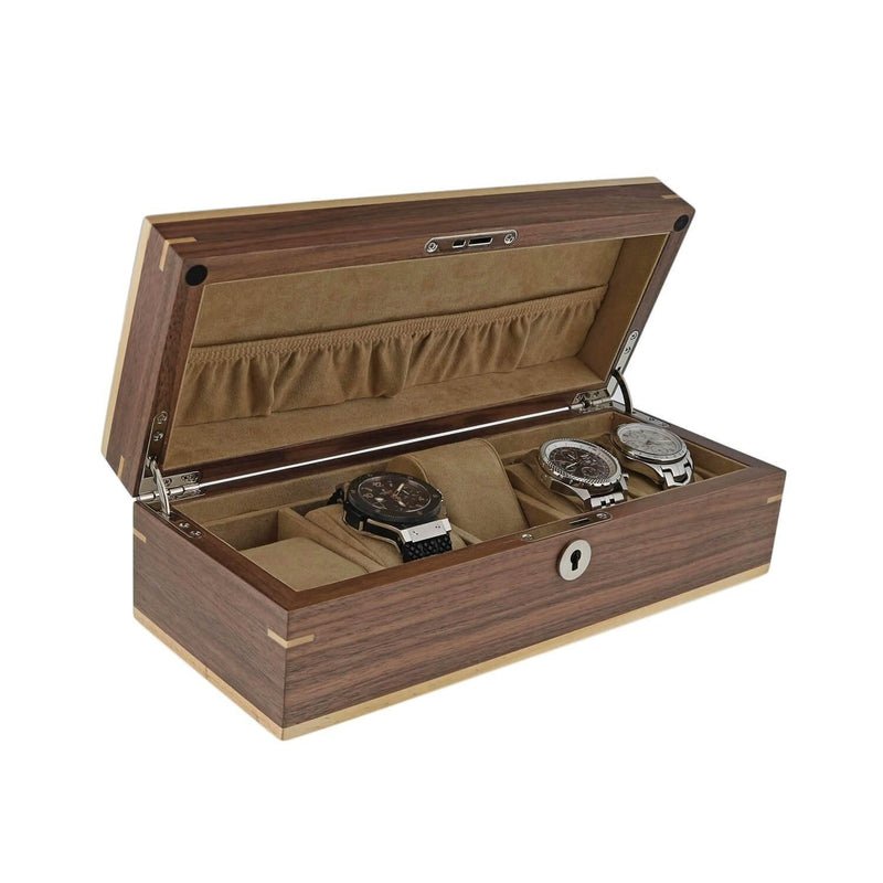 Light Walnut Wood Natural Finish Watch Box for 5 Watches by Aevitas