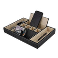 Men's Valet Tray Organiser Black Smooth Leather Finish by Aevitas