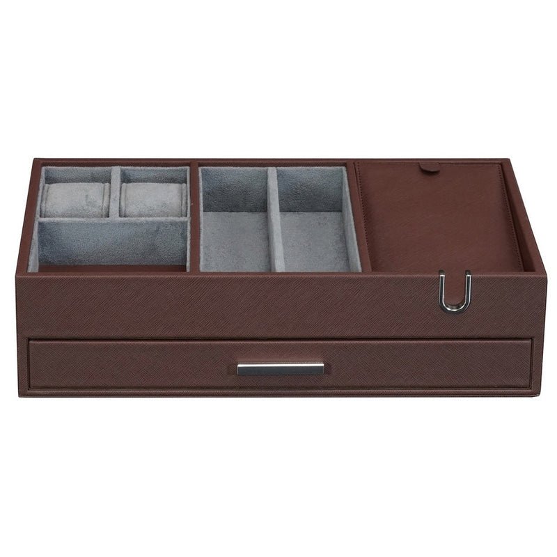 Men's Valet Tray Organiser in Brown Saffiano Leather Finish by Aevitas