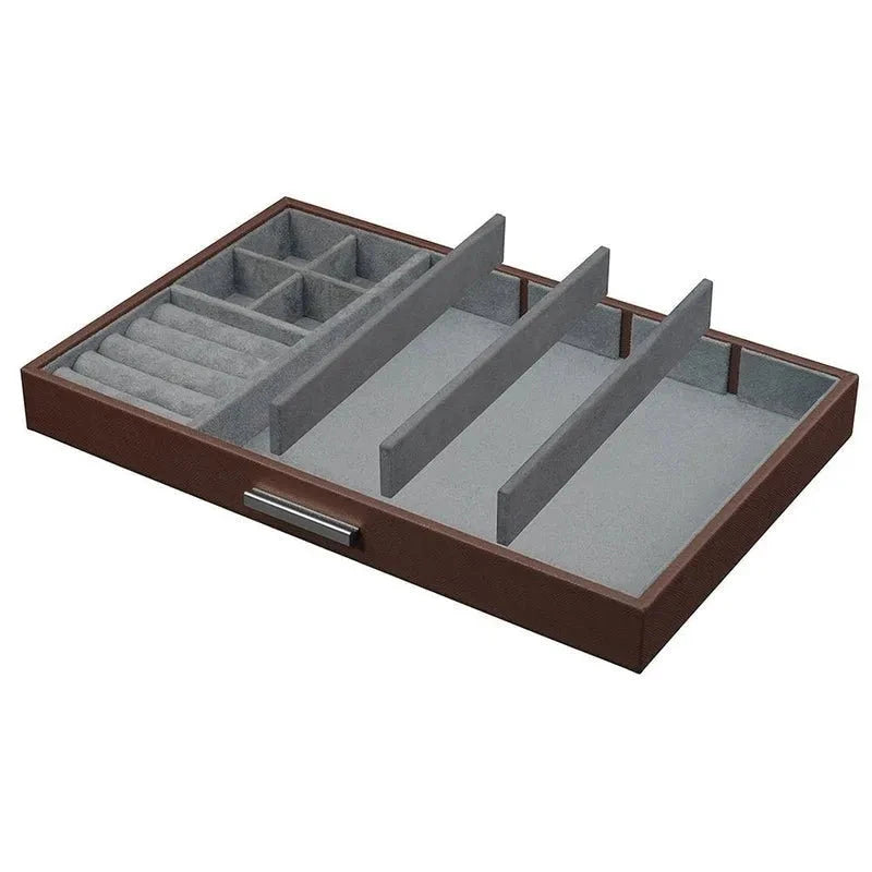 Men's Valet Tray Organiser in Brown Saffiano Leather Finish by Aevitas