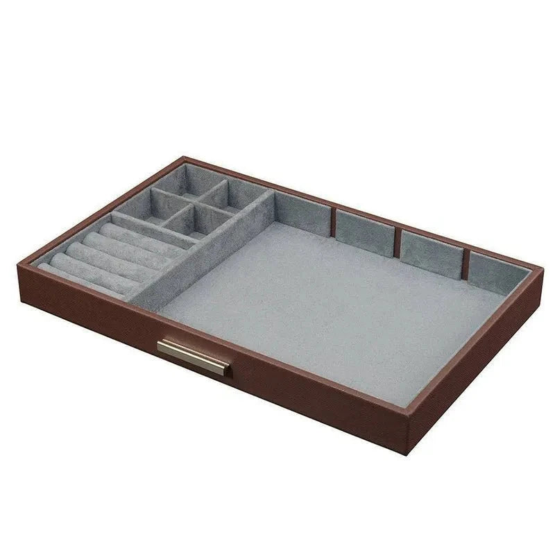 Men's Valet Tray Organiser in Brown Saffiano Leather Finish by Aevitas