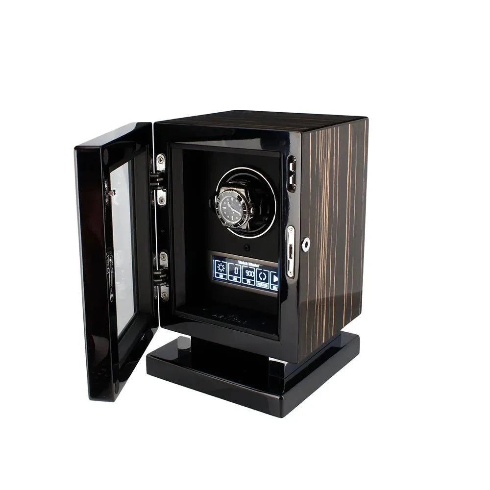 Premium 1 Watch Winder in Zebrano Ebony Wood Piano Lacquer by Aevitas