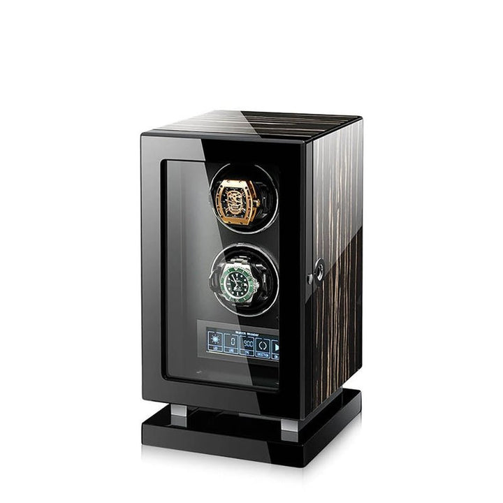 Premium 2 Watch Winder in Zebrano Ebony Wood Piano Lacquer by Aevitas