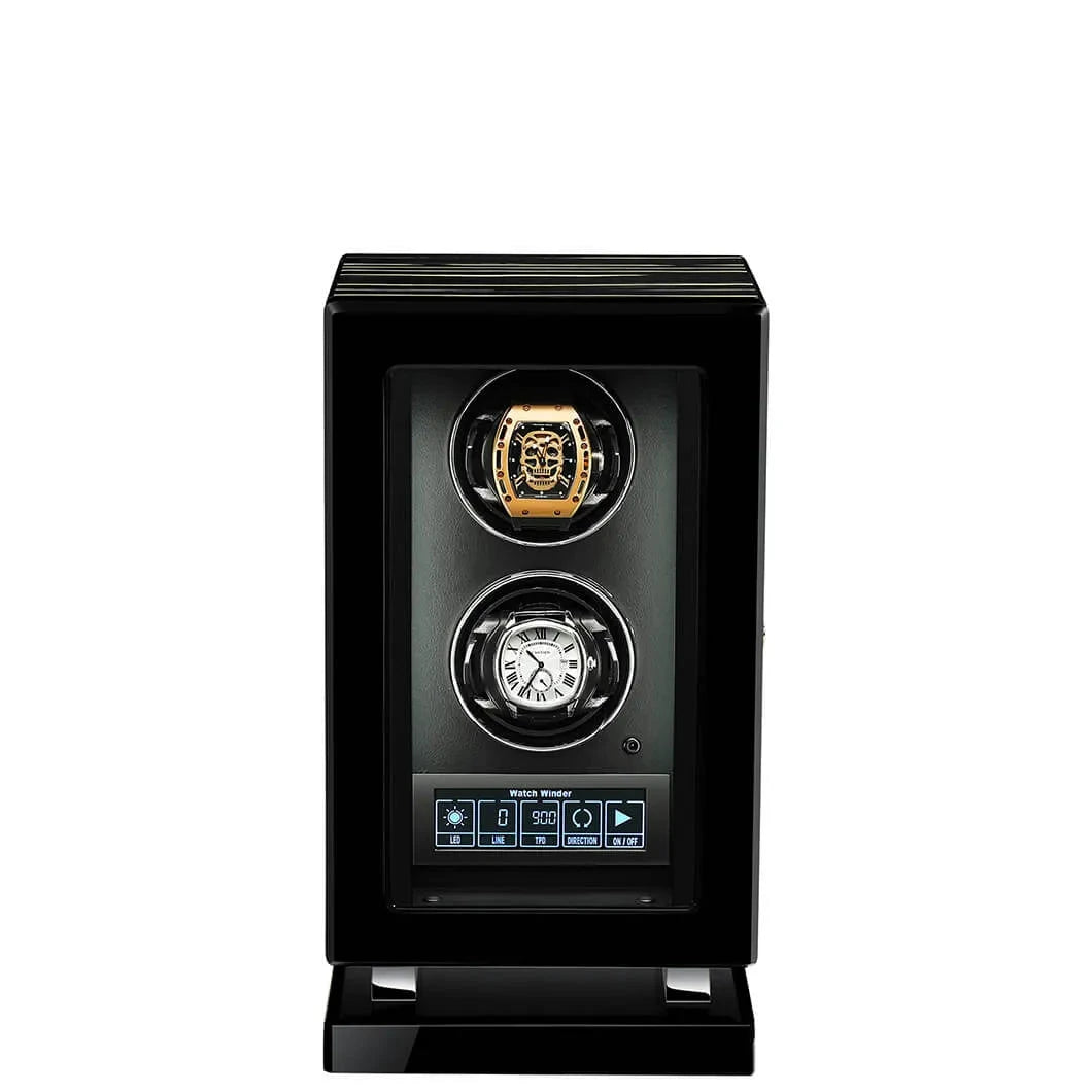 Premium 2 Watch Winder in Zebrano Ebony Wood Piano Lacquer by Aevitas