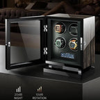 Premium 24 Watch Winder in Striped Ebony Wood Piano Lacquer by Aevitas