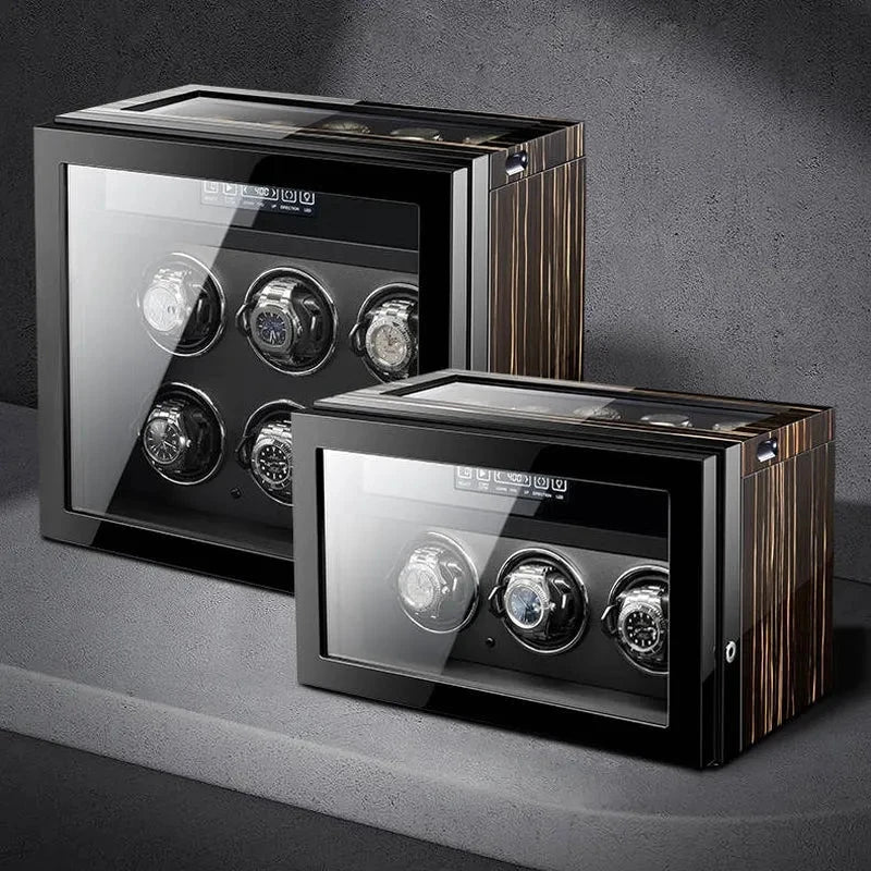 Premium 3 Watch Winder with Storage in Zebrano Ebony Wood by Aevitas