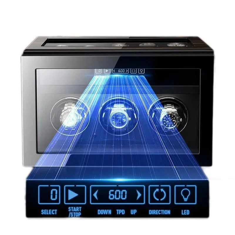 Premium 3 Watch Winder with Storage in Zebrano Ebony Wood by Aevitas
