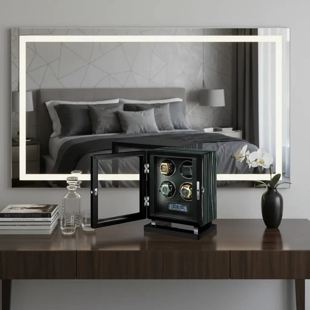 Premium 4 Watch Winder in Zebrano Ebony Wood Piano Lacquer by Aevitas