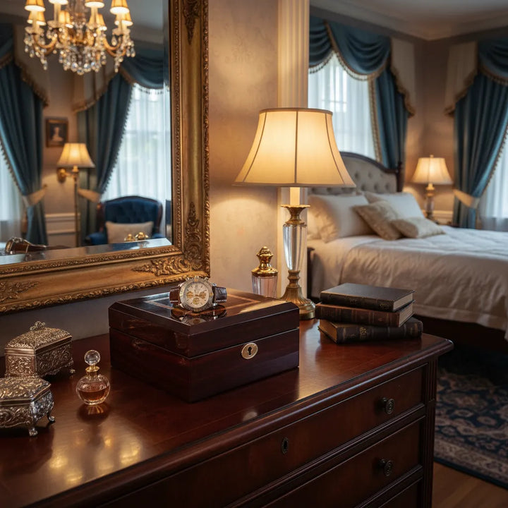 Premium 6 Watch Box in Cherry Wood Piano Gloss Finish with Luxury Lining