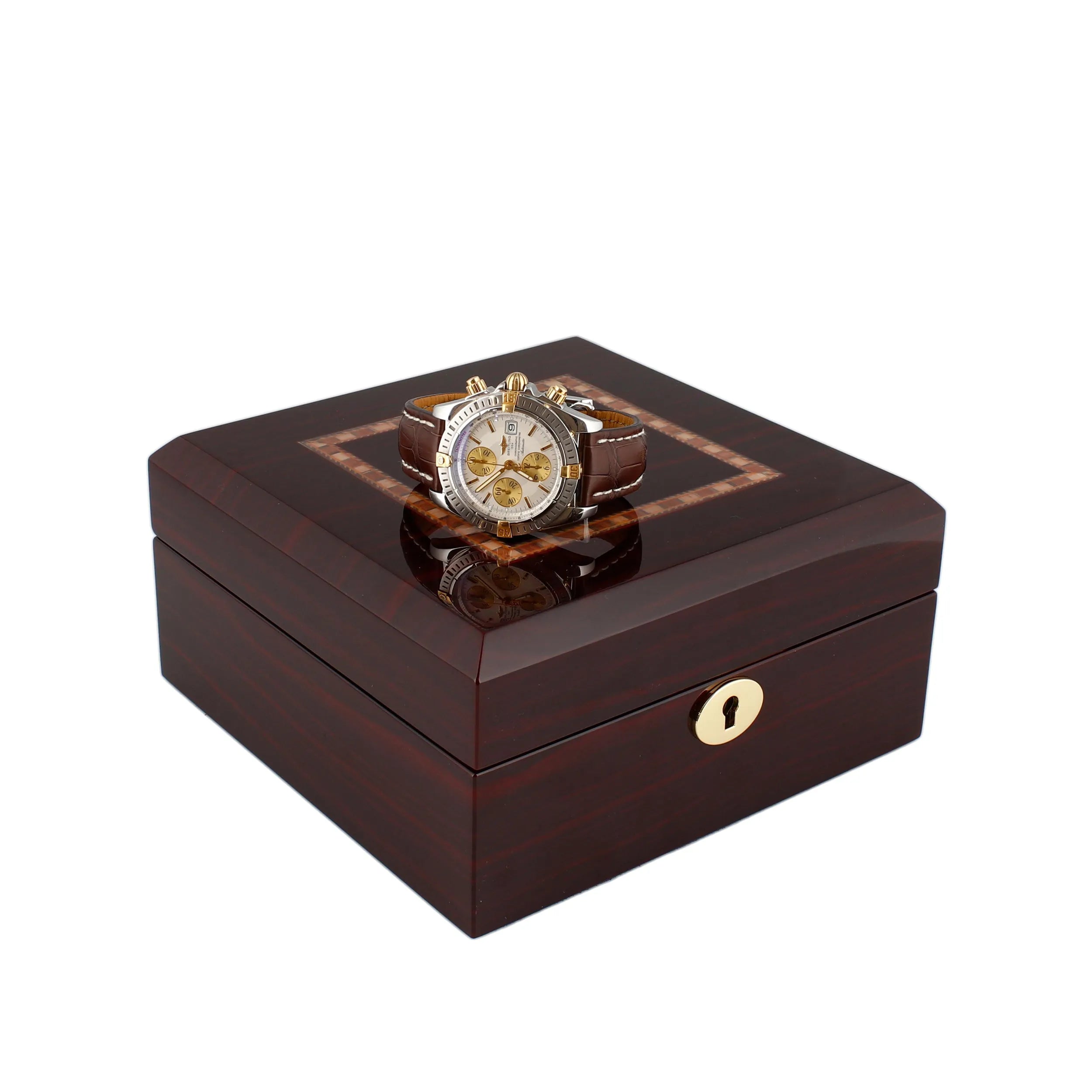 Premium 6 Watch Box in Cherry Wood Piano Gloss Finish with Luxury Lining