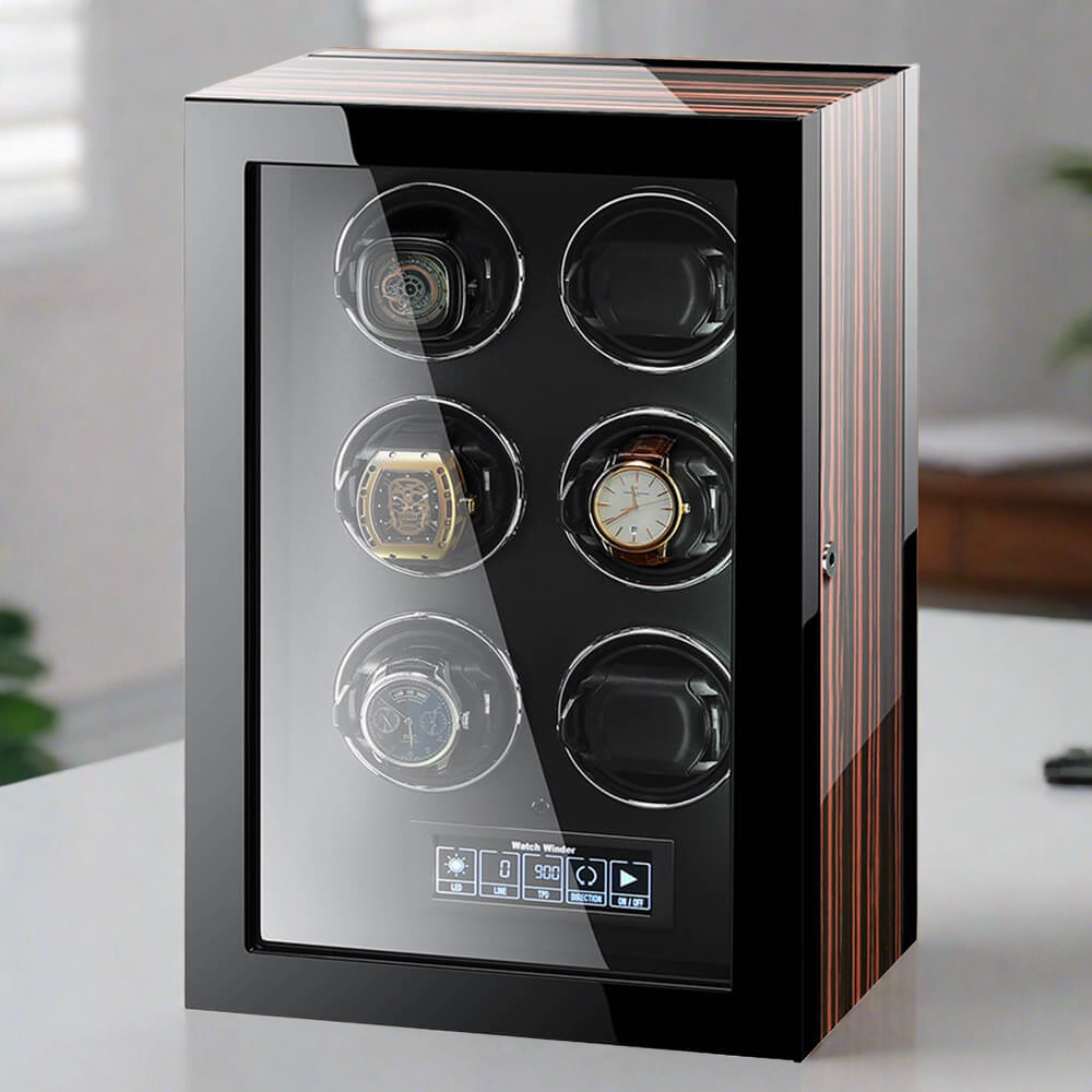 Premium Automatic 6 Watch Winder with Touch Screen by Aevitas
