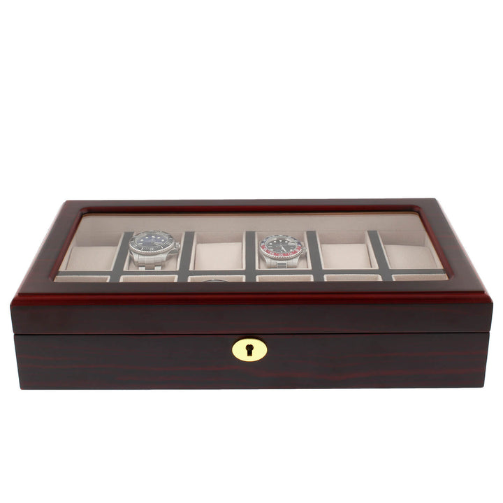 Premium Cherry Wood Satin Finish Watch Box for 12 Watches