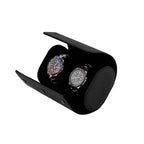 Premium Double Watch Roll in Black Saffiano Leather Super Soft Black Lining
