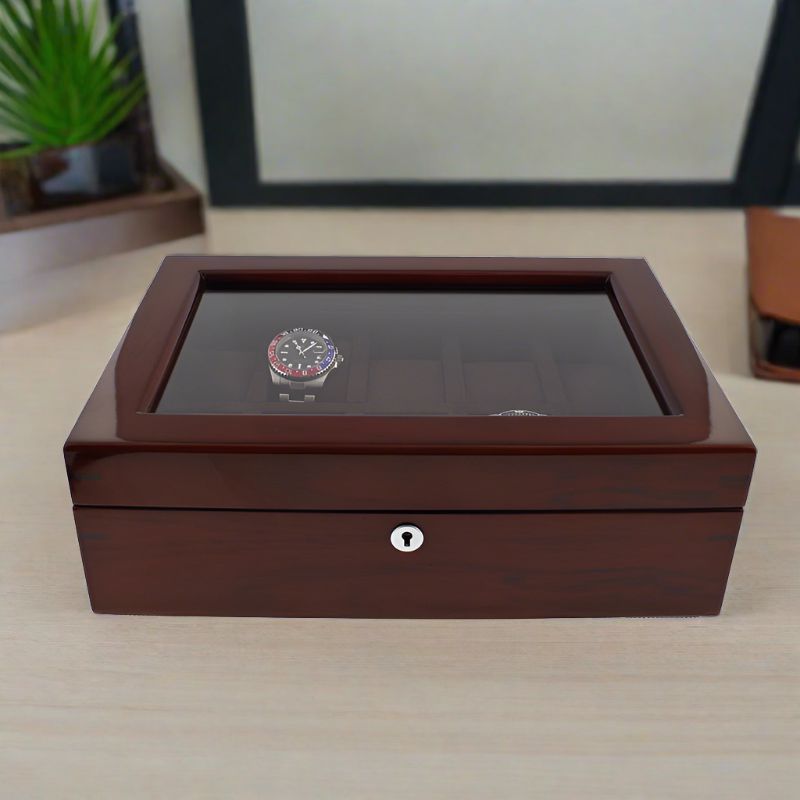 Premium Luxury 10 Watch Box Solid Hardwood High Gloss Finish by Aevitas