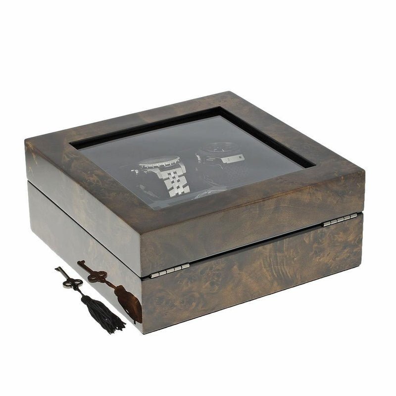 Premium Quality Dark Burl Wood 6 Watch Box by Aevitas