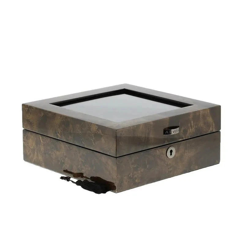 Premium Quality Dark Burl Wood 6 Watch Box by Aevitas