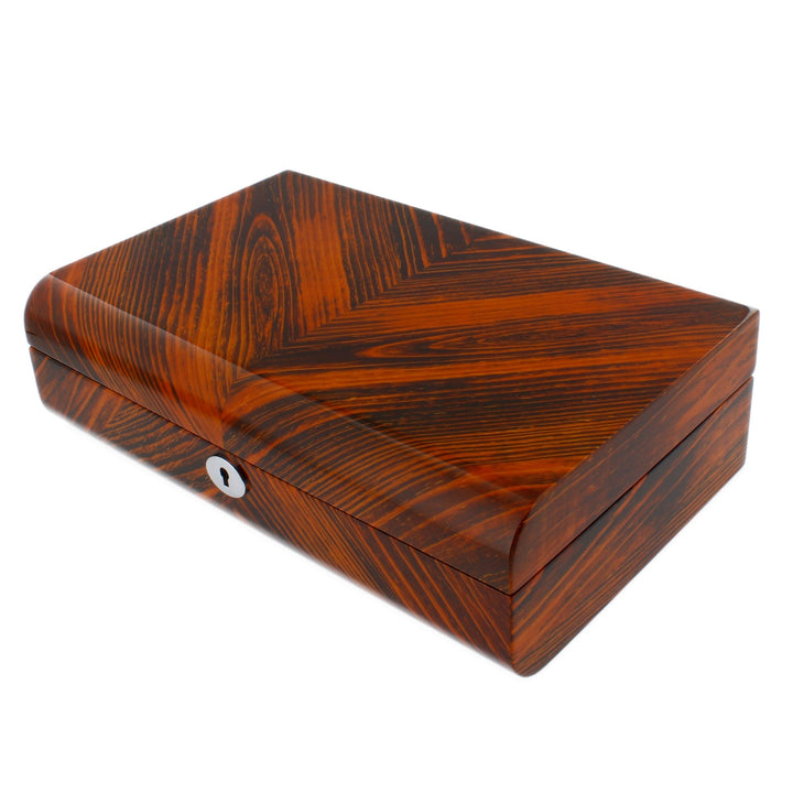 Premium Quality Tiger Striped Wood 10 Watch Box with Solid Lid by Aevitas