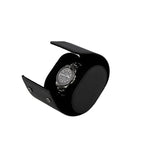 Premium Single Watch Roll in Black Saffiano Leather Super Soft Black Lining
