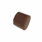 Premium Single Watch Roll in Brown Leather with Super Soft Tan Suede Lining