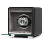 Premium Single Watch Winder Black Genuine Leather Mains Powered by Aevitas
