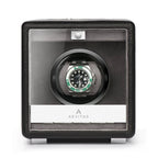 Premium Single Watch Winder Black Genuine Leather Mains Powered by Aevitas