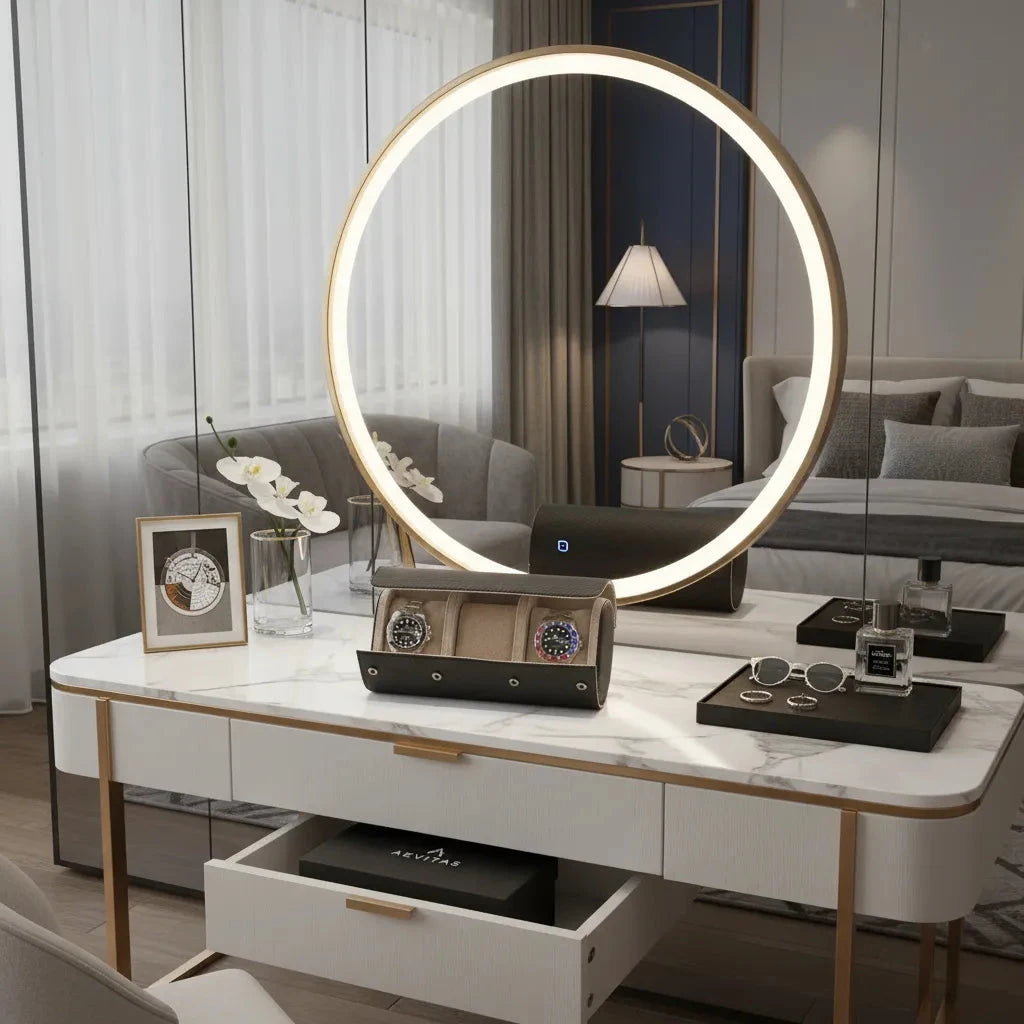 Premium Triple Watch Roll in Carbon Fibre Leather Super Soft Lining