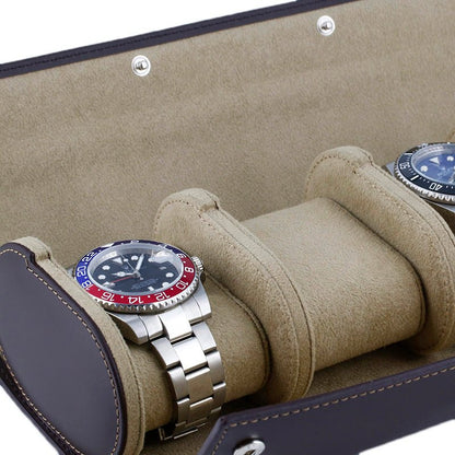 Quad Watch Roll Case in Premium Dark Brown Calf Leather by Aevitas