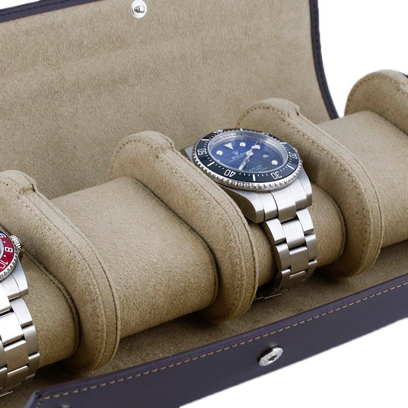 Quad Watch Roll Case in Premium Dark Brown Calf Leather by Aevitas