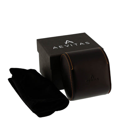 Single Watch Roll Case in Premium Black Nappa Leather with Orange Lining by Aevitas