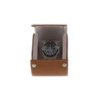 Single Watch Roll in Medium Brown Leather with Super Soft Lining