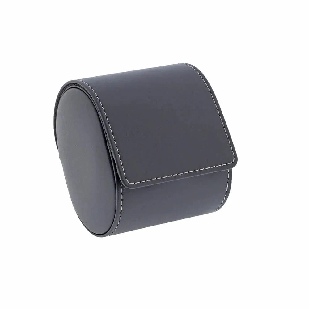 Single Watch Roll in Smooth Grey Leather with Super Soft Lining